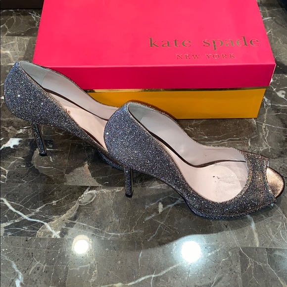 Kate Spade Peep Toe Pump Heels 7 Silver/Bronze - Picture 3 of 8